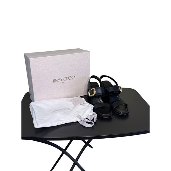 Jimmy Choo NIB Hawke 70mm Buckled Sandals in Black Size 39 - Picture 2 of 12